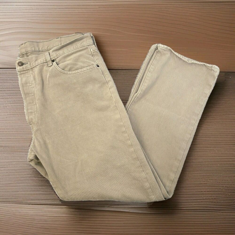 Levi's 501 Jeans Tan Men's 40x32 (actual 40x31.5) Straight Button Fly Denim